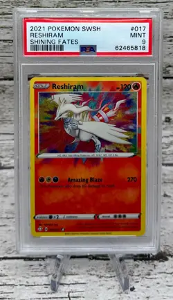2021 POKEMON SWORD & SHIELD RESHIRAM SHINING FATES #017 - PSA 9 MINT - Image 1