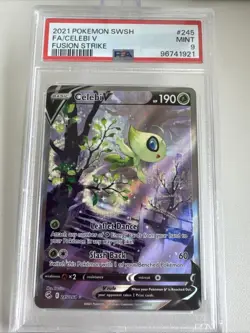 Pokemon TCG Celebi V Fusion Strike 245/264 Holo Full Art Ultra Rare PSA 9 - Image 1