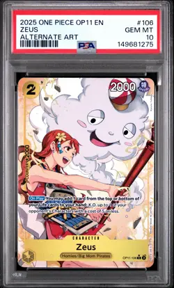 2025 ONE PIECE OP11-A FIST OF DIVINE SPEED ALTERNATE ART #106 ZEUS PSA 10 - Image 1