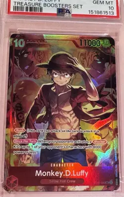 2024 One Piece EN Monkey D. Luffy Treasure Boosters Set PSA 10 - Image 4