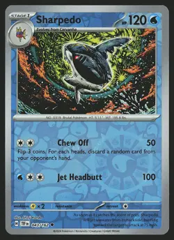 SV05: Temporal Forces Sharpedo #043/162 Reverse Holo Pokemon Card - Image 1