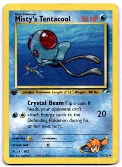 Misty's Tentacool 57/132 Uncommon Gym Heroes Pokemon 1st Edition Heavily Played - Image 1