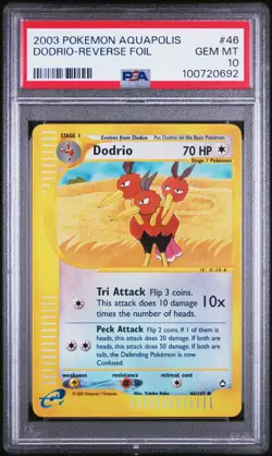 2003 POKEMON AQUAPOLIS 46 DODRIO-REVERSE FOIL | PSA 10 | POP 4!!! - Image 1