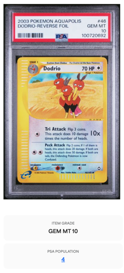2003 POKEMON AQUAPOLIS 46 DODRIO-REVERSE FOIL | PSA 10 | POP 4!!! - Image 3