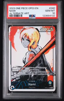 ONE PIECE OP03 040 PILLARS OF STRENGTH NAMI ALT ART LEADER PSA 10 ENG - Image 1