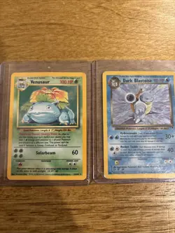 Holo Vintage Lot Dark Blastoise and Venusaur Pokemon Cards - Image 1
