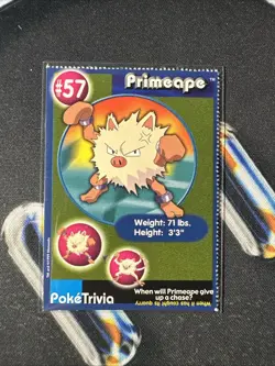 Primeape 1999 Original 151 Pokemon Burger King PokeTrivia Trading Card #57 - Image 1