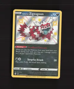 Galarian Zigzagoon SV078/SV122 Shining Fates Shiny Holo Rare Pokemon Card NM - Image 1