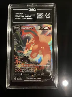 Pokemon TCG Charizard V 154/172 Brilliant Stars Alt Full Art Holo TAG 8.5 EN - Image 1
