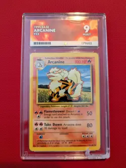 Pokemon Arcanine 23/102 1999 Base Set Ace 9 (Damaged Slab) - Image 1
