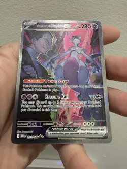 Pokemon Team Rocket's Mewtwo EX Full Art Holo 231/182 Destined Rivals SIR - Image 3