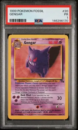 PSA 1 Gengar Fossil #20 1999 Pokemon WoTC PR - Image 1