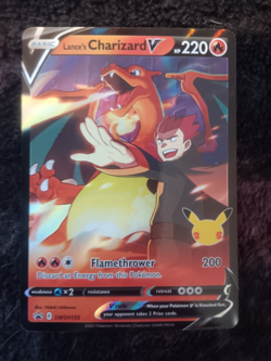 Pokemon TCG Lance's Charizard v SWSH133 Celebrations Black Star Promo Holo - Image 1