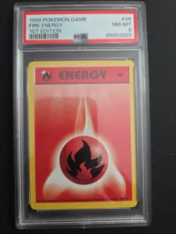 Pokemon TCG 1999 Fire Energy 1st Edition PSA 8 - Image 1