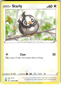 Starly 117/172 Common Brilliant Stars Pokemon Lightly Played - Image 1