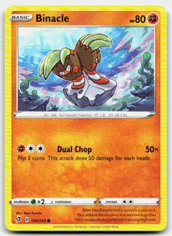 BINACLE 103/192 COMMON REBEL CLASH POKEMON LP - Image 1