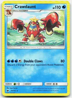 CRAWDAUNT 25/111 RARE CRIMSON INVASION POKEMON LP - Image 1