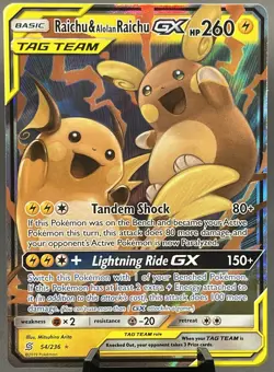Raichu & Alolan Raichu GX 54/236 Unified Minds Ultra Rare Holo NM Pokemon TCG - Image 1