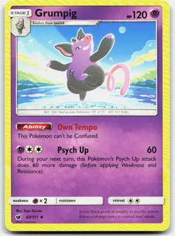 GRUMPIG 42/111 UNCOMMON CRIMSON INVASION POKEMON LP - Image 1