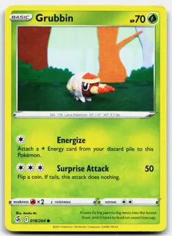 GRUBBIN 018/264 COMMON FUSION STRIKE POKEMON MP - Image 1