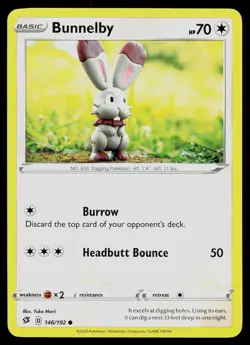 BUNNELBY 146/192 COMMON REBEL CLASH POKEMON NM - Image 1