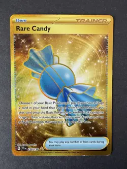 Rare Candy 256/198 Pokemon Scarlet & Violet Base Set Gold Hyper Rare Holo LP - Image 1