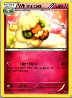 Whimsicott 71/124 Uncommon Fates Collide Pokemon Lightly Played - Image 1