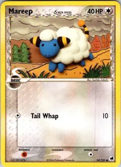 Mareep 54/101 Common Dragon Frontiers Pokemon Damaged - Image 1