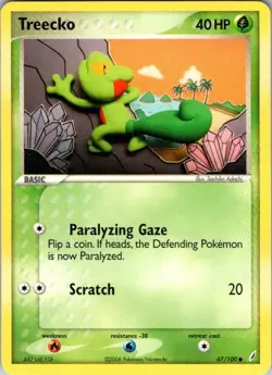 Treecko 67/100 Common Crystal Guardians Pokemon Damaged - Image 1