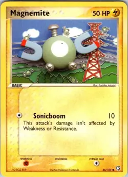 Magnemite 66/109 Common Team Rocket Returns Pokemon Damaged - Image 1