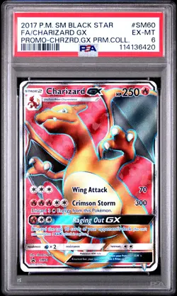 POKEMON BLACK STAR PROMO CHARIZARD GX SM60 FULL ART HOLO PSA 6 EX #114136420 - Image 1
