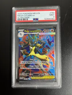 Pokemon Mega Evolution Mega Lucario EX Full Art 160/132 Ultra Rare 2025 PSA 9 MT - Image 1
