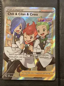 Pokemon Card TCG Chili & Cilan & Cress Full Art Ultra Rare NM SWSH08 258/264 - Image 1