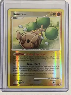 Bonsly 71/130 Reverse Holo Pokemon Diamond and Pearl 2007 Vintage LP/MP - Image 1