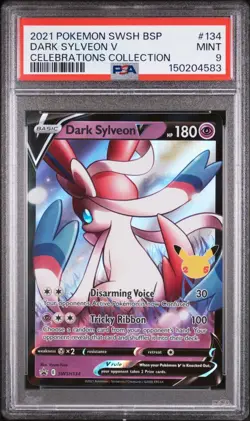PSA 9 MINT 2021 POKEMON SWSH BSP DARK SYLVEON V #134 CELEBRATIONS COLLECTION - Image 1