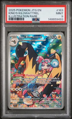 PSA 9 MINT 2025 POKEMON JTG EN IONO'S KILOWATTREL #163 ILLUSTRATION RARE - Image 1