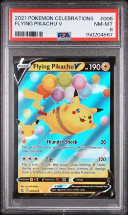 PSA 8 NM-MT 2021 POKEMON CELEBRATIONS FLYING PIKACHU V #006 - Image 1