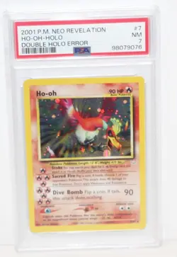 2001 Pokemon Neo Revelation - Double Holo Error Ho-Oh #7/64 PSA Graded 7 NM - Image 1