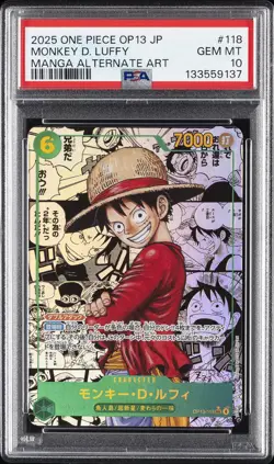 2025 ONE PIECE JAPANESE OP13-CARRYING ON HIS WILL #118 MONKEY D. LUFFY PSA 10 - Image 1