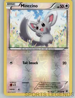 2016 pokemon Fates Collide reverse holo Minccino 87/124 - Image 1