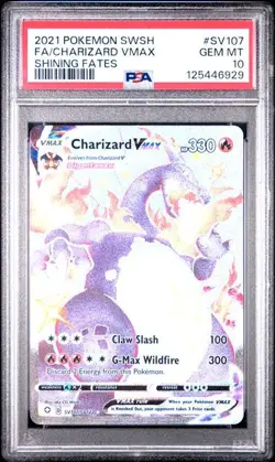 2021 POKEMON SWORD & SHIELD SHINING FATES #SV107 FULL ART/CHARIZARD VMAX PSA 10 - Image 1