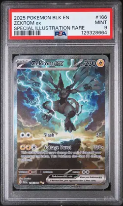 2025 POKEMON BLK EN-BLACK BOLT #166 ZEKROM ex PSA MINT 9 - Image 1