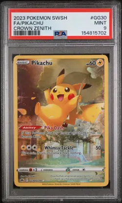 2023 POKEMON SWORD AND SHIELD CROWN ZENITH #GG30 FA/PIKACHU PSA MINT 9 - Image 1