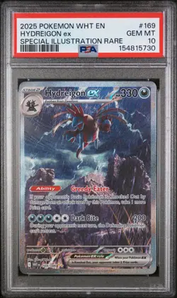 2025 POKEMON WHT EN-WHITE FLARE #169 HYDREIGON ex PSA GEM MT 10 - Image 1