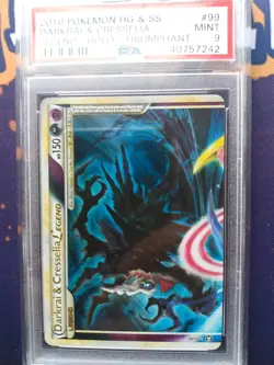 2010 POKEMON HEARTGOLD SOULSILVER TRIUMPHANT #99 DARKRAI & CRESSELIA PSA MINT 9 - Image 1