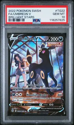 2022 POKEMON SWORD & SHIELD BRILLIANT STARS #TG22 FA/UMBREON V PSA GEM MT 10 - Image 1