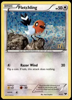 Fletchling 011/012 Holo Promo McDonald's Promos 2014 Pokemon Moderately Played - Image 1