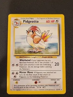 Pokemon Card - Pidgeotto Base Set UK 4th Print 22/102 Rare - Image 1