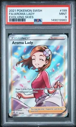 AROMA LADY #199 PSA 9 • 2021 POKEMON SWORD & SHIELD EVOLVING SKIES FA Full Art - Image 1