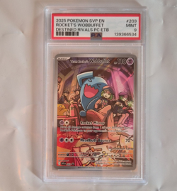 Pokemon TCG Team Rocket's Wobbuffet #203 SV Pokemon Center EBT Promo PSA 9 - Image 1